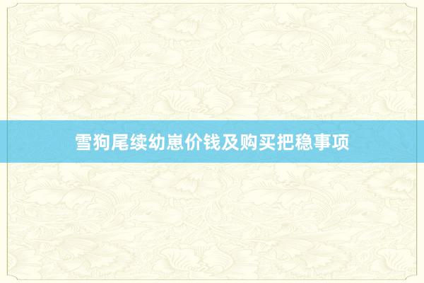 雪狗尾续幼崽价钱及购买把稳事项